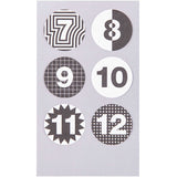 Paper Poetry - Advent Calender Stickers , black and white, 24 st