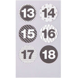 Paper Poetry - Advent Calender Stickers , black and white, 24 st