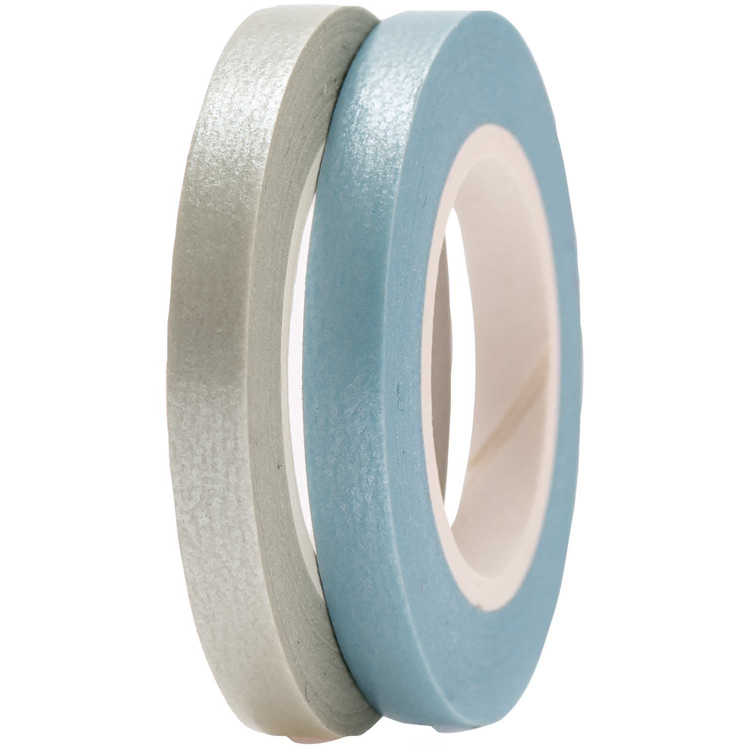 Paper Poetry Washi Tape - Smal Pastel Blauw/Zilver