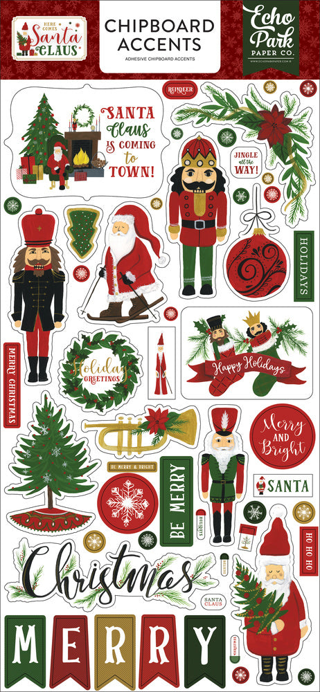 Echo Park Here Comes Santa Claus  6x13 Chipboard Accents