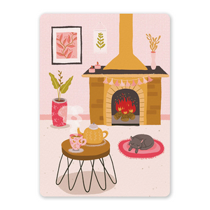 Postkaart Cozy Fireplace
