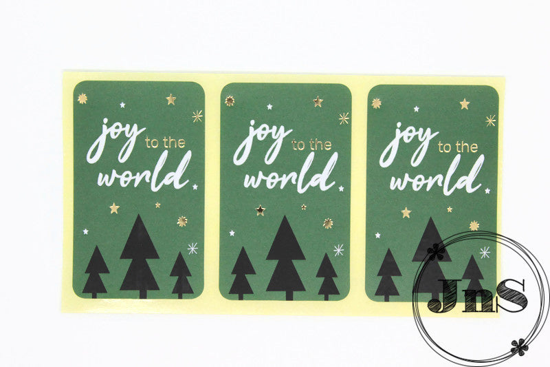 Sluitstickers rechthoek Kerst- Joy to the World - per 20