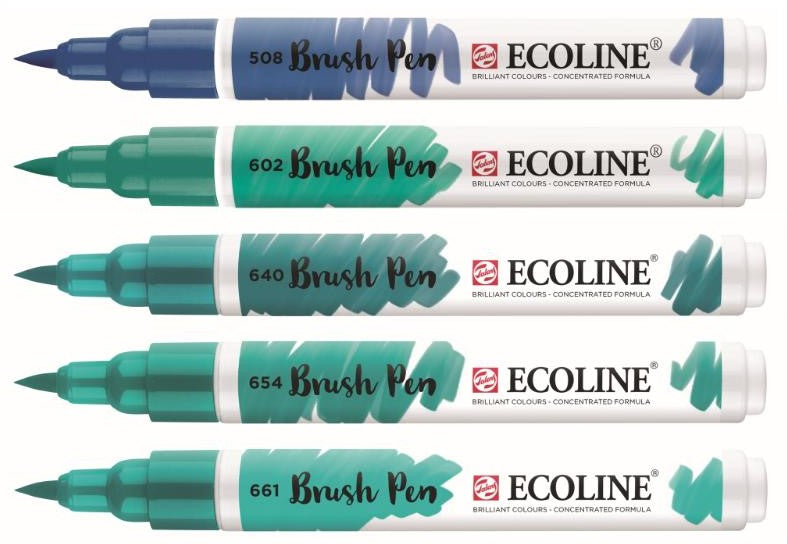 Talens Ecoline Brush pen set 5 - Green Blue